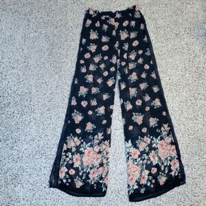 Shop The Trends Floral Flowy Pants Lace Sides